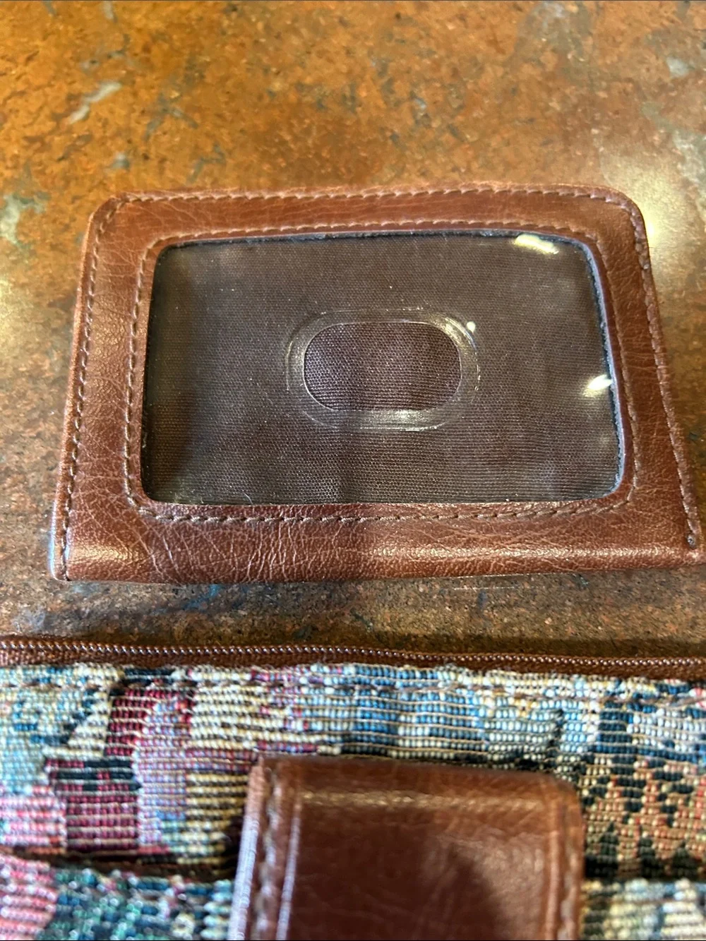 Relic Floral Tapestry Coin Wallet with Brown Leather Clip